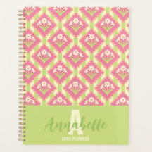 Daisy Floral Striped Pattern Pink Green Orange