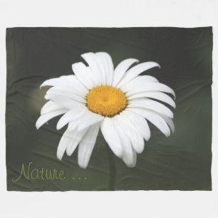 Daisy Floral With Black and Grey Fleece Blanket