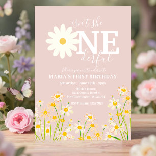 Daisy Flower 1st Birthday Invitation
