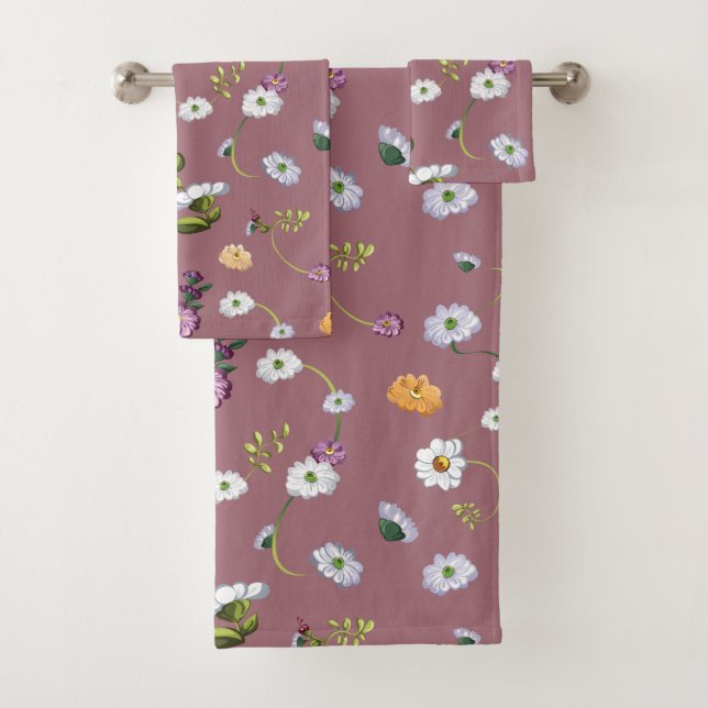 Daisy flower 3 bath towel set (Insitu)