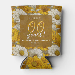 Daisy Flower 50Th Birthday Women Yellow Can Cooler