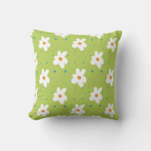Daisy flower and dots happy green