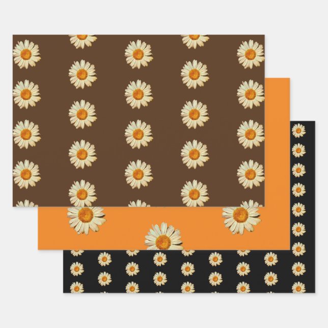 Daisy Flower Art Wrapping Craft Paper (Set)