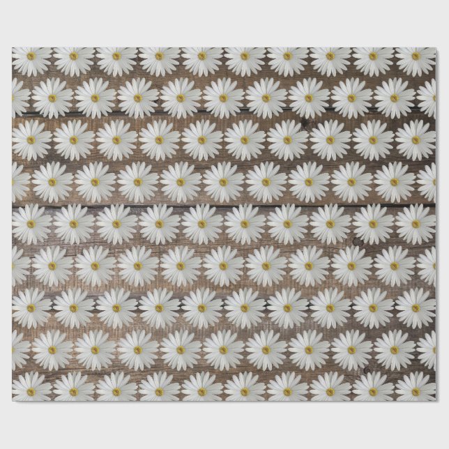 Daisy Flower Barn Board Wrapping Paper (Flat)