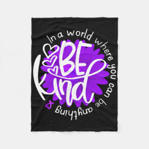 Daisy Flower Be Kind Purple Overdose Awareness Kin Fleece Blanket