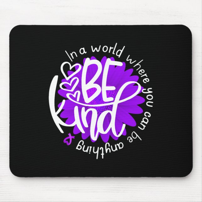Daisy Flower Be Kind Purple Overdose Awareness Kin Mouse Pad (Front)