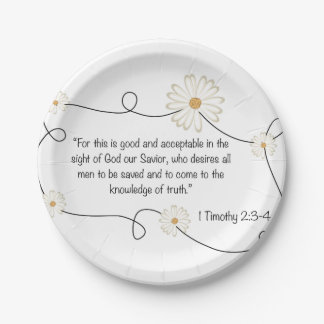 Daisy Flower Bible Quote Knowledge of Truth Paper Plate
