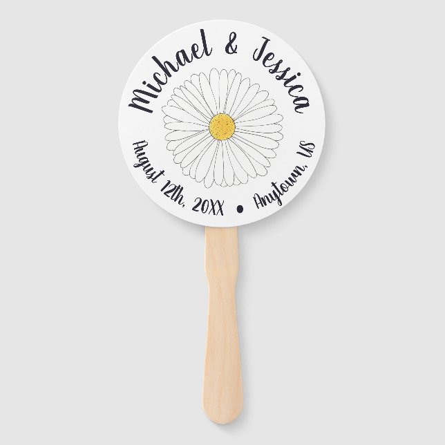 Daisy Flower Blossom Daisies Wedding Program Hand Fan (Front)