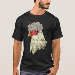 Daisy Flower Blossom Farm Animal   Floral Chicken T-Shirt