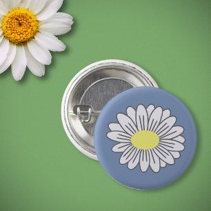 Daisy Flower Blue Button