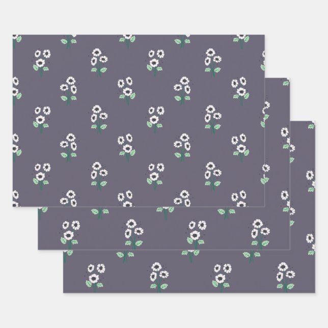 Daisy flower bouquet wrapping paper sheet (Set)