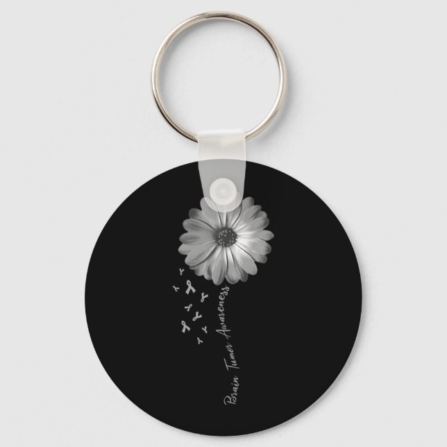Daisy Flower Brain Tumour Awareness Key Ring (Front)