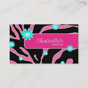 Daisy Flower Business Card Zebra Pink PB
