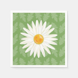 Daisy Flower Cartoon Illustration On Green Napkin