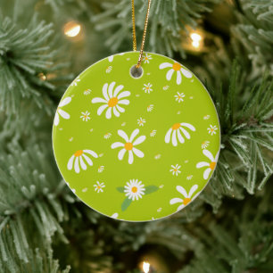 Daisy flower ceramic ornament
