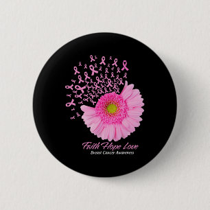 Daisy Flower Faith Hope Love Breast Cancer Awarene 6 Cm Round Badge