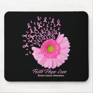 Daisy Flower Faith Hope Love Breast Cancer Awarene Mouse Pad