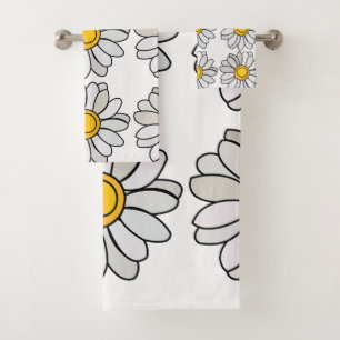 Daisy Flower Floral Daisy Bath Towel Set