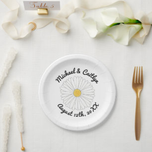 Daisy Flower Floral Garden Bridal Shower Wedding Paper Plate