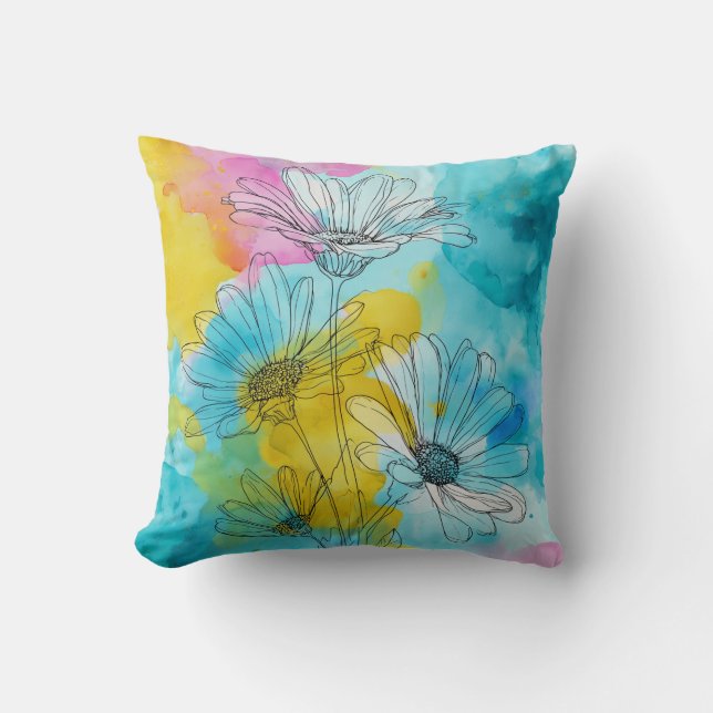 Daisy Flower Floral Throw Pillow Gift (Front)