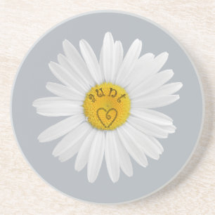 Daisy Flower For Aunt Art Customise Background Coaster