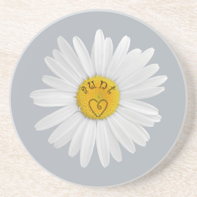 Daisy Flower For Aunt Art Customise Background Coaster (Front)
