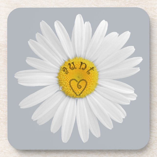 Daisy Flower For Aunt Art Customise Background Coaster (Front)