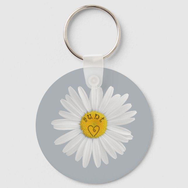 Daisy Flower For Aunt Art Customise Background Key Ring (Front)