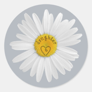 Daisy Flower For Daughter Art Customise Background Classic Round Sticker