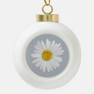 Daisy Flower For Niece Art Customise Background Ceramic Ball Christmas Ornament