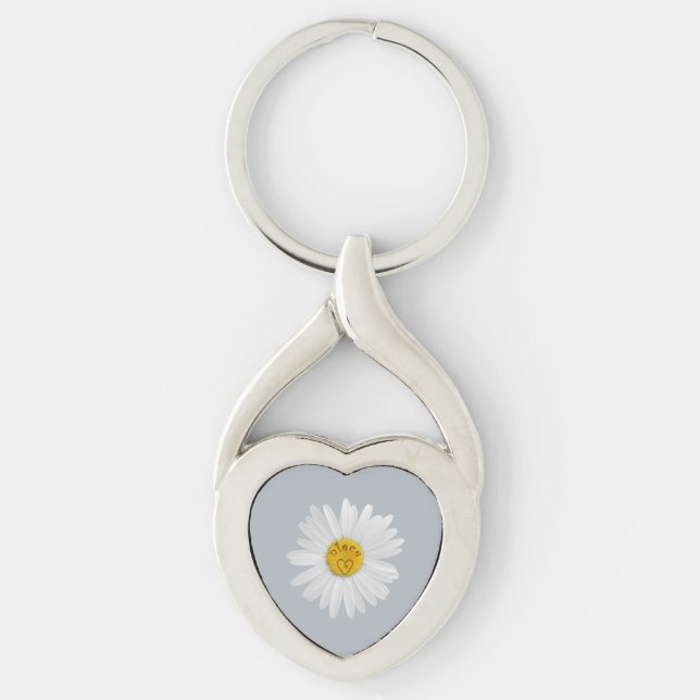 Daisy Flower For Niece Art Customise Background Key Ring (Front)