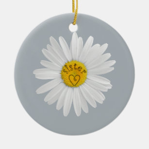 Daisy Flower For Sister Art Customise Background Ceramic Ornament