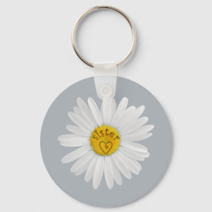 Daisy Flower For Sister Art Customise Background Key Ring