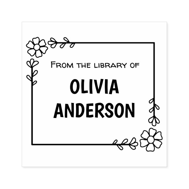 Daisy flower frame book rubber stamp (Imprint)