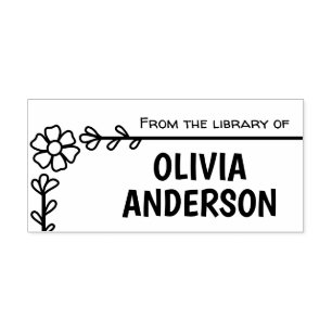 Daisy flower frame, library book rubber stamp