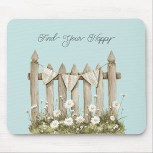 Daisy Flower Garden Fence Mouse Pad