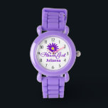 Daisy Flower Girl Purple Watch<br><div class="desc">Wedding Flower Girl Purple Daisy watch,  this watch makes the perfect wedding thank you gift for a special little flower girl.  Personalise with a name to make it extra special.</div>