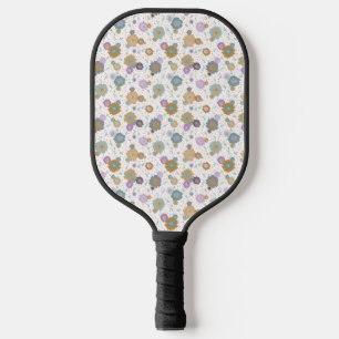Daisy Flower Hand Drawn Red Polka Dot Design Pickleball Paddle