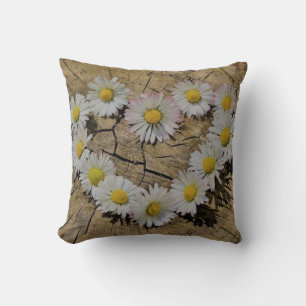Daisy Flower Heart Cushion