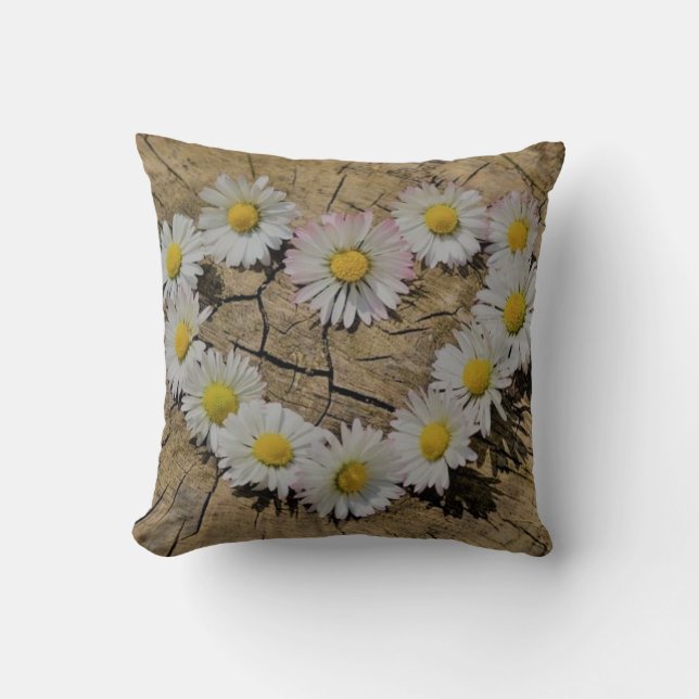 Daisy Flower Heart Cushion (Front)