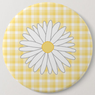 Daisy Flower in Yellow and White. 6 Cm Round Badge