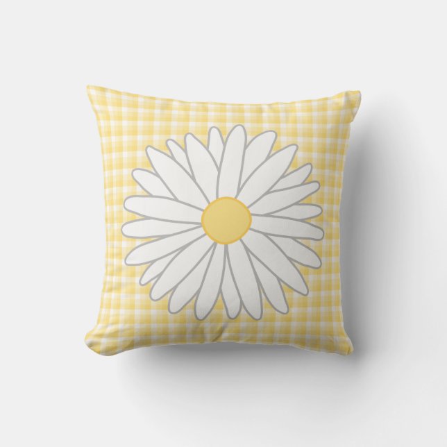 Daisy Flower in Yellow and White. Cushion (Front)