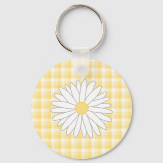 Daisy Flower in Yellow and White. Key Ring