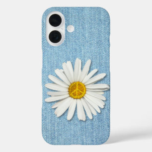 Daisy Flower Inner Peace Symbol Sign - Denim Jeans iPhone 16 Case