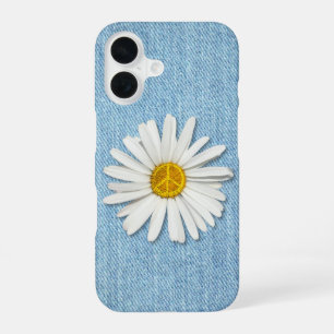 Daisy Flower Inner Peace Symbol Sign Pale Denim iPhone 16 Case