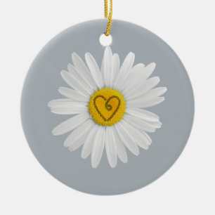 Daisy Flower Love Art Customise Background Ceramic Ornament
