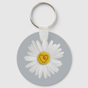 Daisy Flower Love Art Customise Background Key Ring