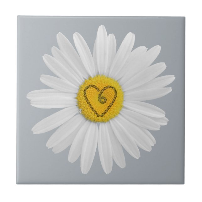 Daisy Flower Love Art Customise Background Tile (Front)
