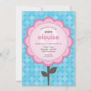 DAISY FLOWER modern vintage pretty birthday aqua Invitation