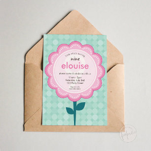 DAISY FLOWER modern vintage pretty birthday mint Invitation